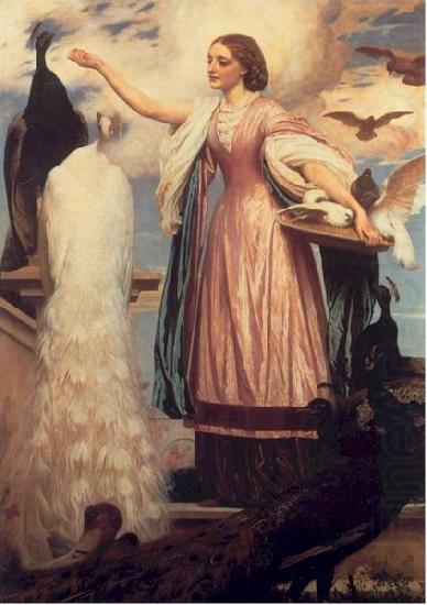 Lord Frederic Leighton A Girl Feeding Peacocks china oil painting image